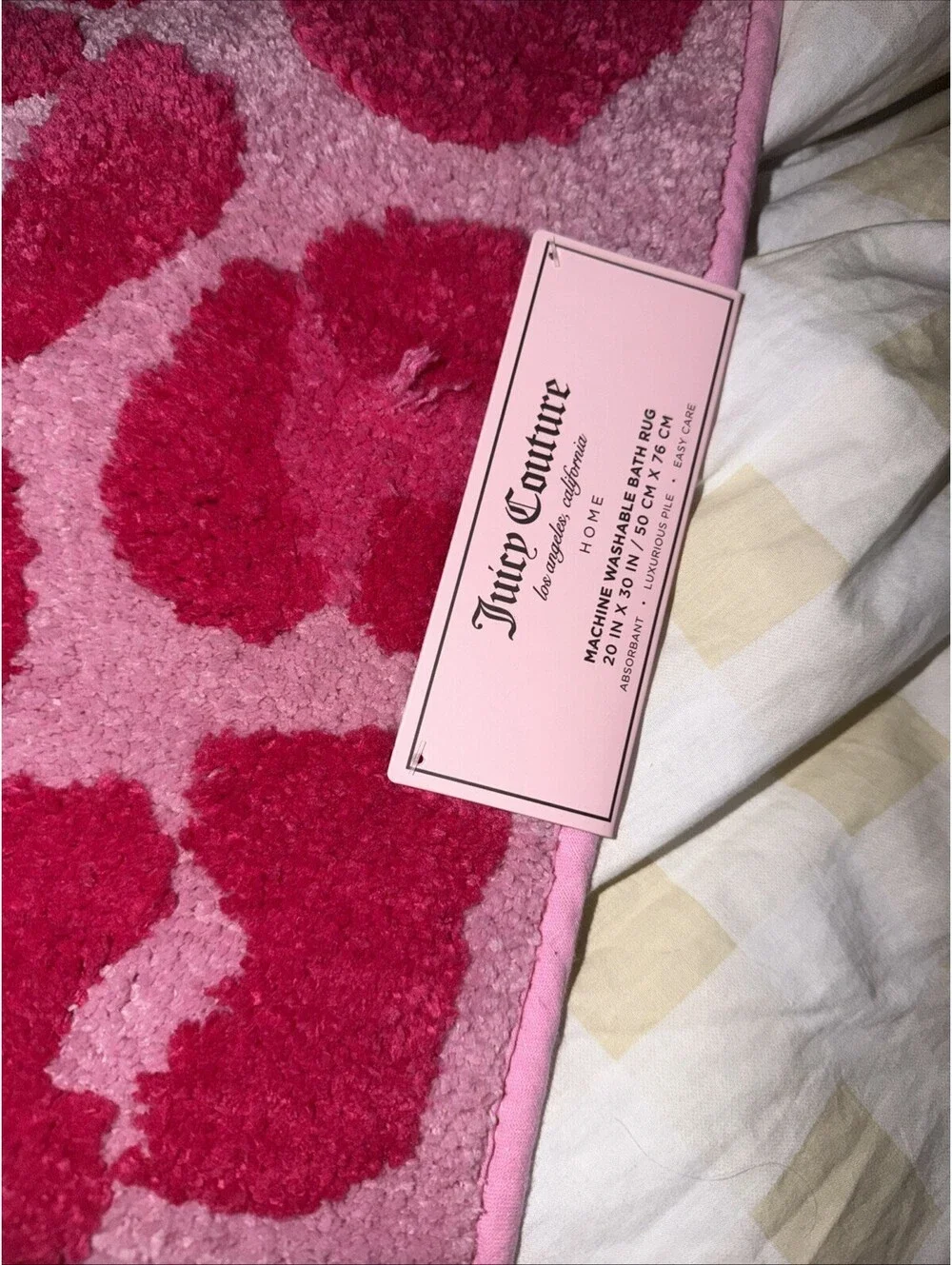 New juicy Couture Bath Rug Anti-Slip Bows Pink Cheetah 20 x 30”